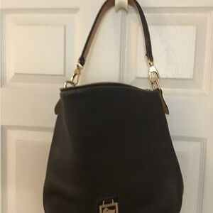 Dooney & Bourke Black Vintage Shoulder Bag with Gold Details